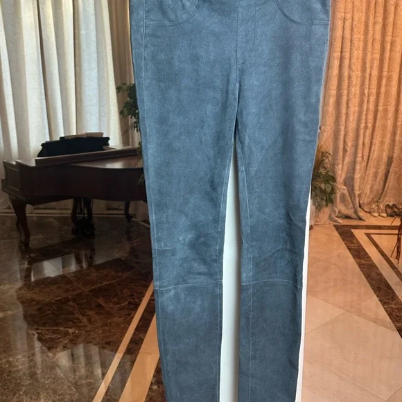 Helmut Lang Real Suede Leggings | Stretch Leather Pants | Designer Luxury - Picture 3 of 11